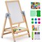 Wooden Kids Art Easel Double Sided with Whiteboard and Chalkboard Adjustable Stand